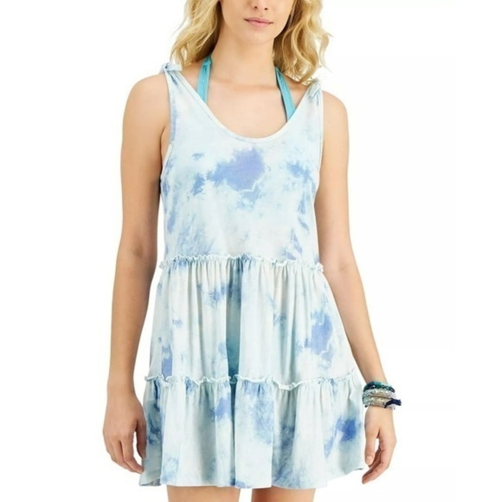 21 Saints Blue White Tie Due Sleeveless Babydoll Dress Knit Women’s size Small